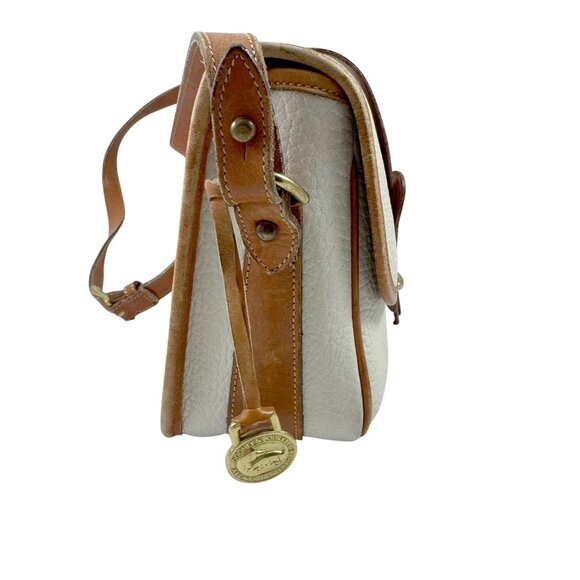 Dooney & Bourke Purse Bag Vintage Pebbled Leather Cream Brown Made in USA - Picture 8 of 13